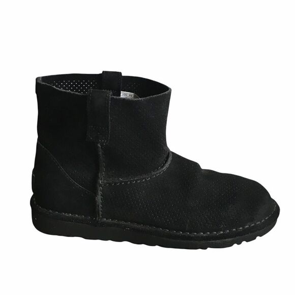 Ugg Women’s Classic Unlined Mini Perf Black Suede Ankle Boots 8 - Picture 1 of 14